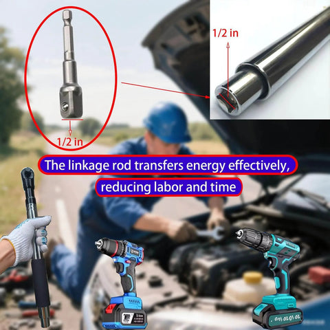 Offset Wrench Extender For 1/2 Inch Drive Impact Wrench, Heavy-Duty Ratchet Extension for Tight Spaces shown with tools