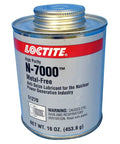 Metal can of Loctite N-7000 anti-seize lubricant, 16 oz, labeled for nuclear power generation, with screw top, against white background.