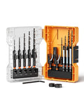 All In One Countersink Drill Bit Set With Wood Plug Cutter And Stop Rings For Pros And DIYers Crosstar 18 Piece Kit with case