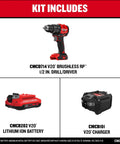 Compact Brushless Drill Driver With LED Light, 6.2 In Head For Tight Spaces, Variable Speed Trigger, 20V Power, Includes Battery And Charger