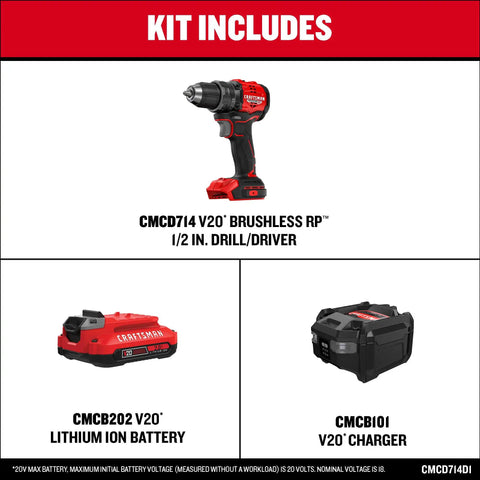 Compact Brushless Drill Driver With LED Light, 6.2 In Head For Tight Spaces, Variable Speed Trigger, 20V Power, Includes Battery And Charger