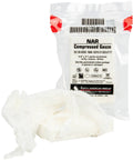Compressed Rolled Gauze Bandage For Wounds, Ultra Compact Crinkle Cotton Six Ply Sterile Gauze with packaging shown