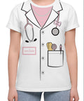 Funny Doctor Lab Coat Costume For Halloween Party Unisex Medical T Shirt White Lookalike Scrubs Tee For Adults Women Men