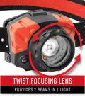 FL85 615 Lumen Dual Color Pure Beam Focusing LED Headlamp With Twist Focus Hinged Beam Adjustment Red Mode Night Vision Ready