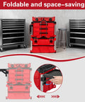 Foldable Magnetic Table Workbench For Repairs And Assembly, Heavy Duty Mobile Work Station With Packout System, 200lb Capacity
