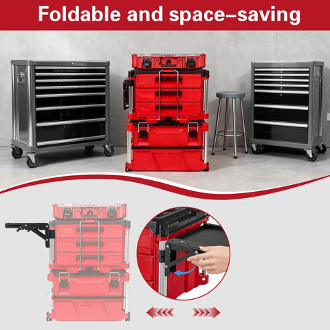 Foldable Magnetic Table Workbench For Repairs And Assembly, Heavy Duty Mobile Work Station With Packout System, 200lb Capacity