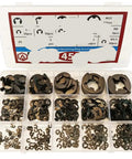 455 Piece E Clip And Snap Ring Kit, Carbon Steel Circlips, 14 SAE Sizes, external retaining rings in a clear plastic case