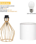 Gold Table Lamp For Desk And Nightstand Modern Style Desk Light With Hollow Base And Linen Fabric Shade