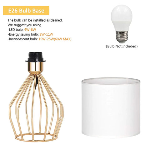 Gold Table Lamp For Desk And Nightstand Modern Style Desk Light With Hollow Base And Linen Fabric Shade