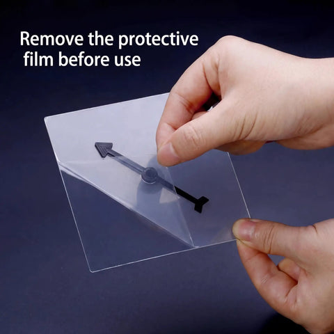 Hands peeling film from Clear Classroom Spinners 10 Pack with Rotating Arrows for Dry Erase Math Games