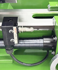 Techtongda Mini Metal Lathe 8X16 inch Benchtop Turning Machine With 1100W Motor close-up of coolant pump and feed mechanism.