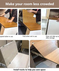 Top Shelf Heavy Duty Aluminum Telescopic Table Extension Slides Built Tough With Silent Glide Motion Perfect For Kitchen Countertops And Dining Tables Silver Sixty Four Inch Length Easy Setup, shown expanded and folded.