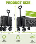 All Terrain Folding Wagon Cart With Brakes 360 Lb Heavy Duty Portable Lightweight Wagon details with dimensions and features