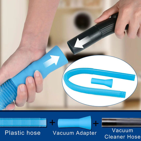 Hands using Pro Grade Dryer Vent Cleaning Kit With Flexible Hose And Vacuum Adapter, Lint Removal Tool For Home Vents, Dryer Vent Vacuum Attachment