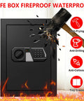 Massive Home Safe Box For Cash And Valuables With Digital Keypad, Fireproof And Waterproof Design, impacted by hammer