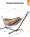 Heavy Duty 550 Lbs Double Hammock With Stand Included And Portable Carrying Bag For Outdoors And Indoors Rainbow Stripe