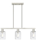 Modern 3 Light Indoor Hanging Kitchen Island Light With Brushed Nickel Finish And 5.3 Inch Clear Glass Shades