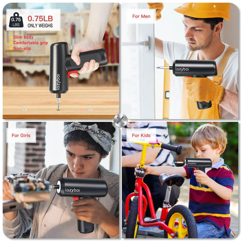 Cordless Electric Screwdriver Set Red, Rechargeable Precision Power Screwdriver with High Capacity Battery used by diverse users.