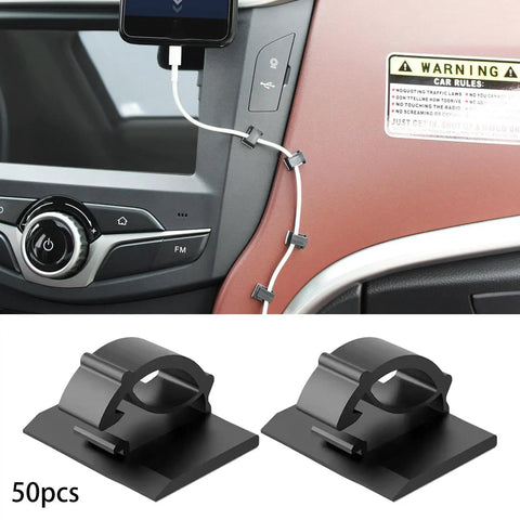 Premium Adhesive Cable Management Clips Super Sticky Backing Clean Pop Off No Damage Wire Cord Organizers For Home Office Desk Tidying Solution Heavy Duty Plastic Holder Gonna Lock In Tight in car, holding charging cable.