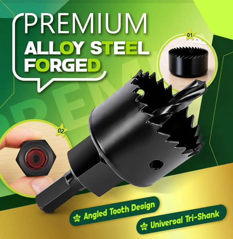 Premium alloy steel hole saw from 8 Piece Hole Saw Kit With Case 1 To 2 1/8 Inch Hole Saws Mandrel Hex Key Storage Case For Wood PVC Plywood Drywall Doors Home DIY Projects For Easy Home Upgrades