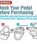 Diagram of clips and warnings for Toe Cage Straps For Peloton Pedals Convert Look Delta To Toe Cage Straps For Indoor Cycling With Sneakers Perfect For Beginners And Casual Riders On Exercise Bikes At Home Or In The Gym