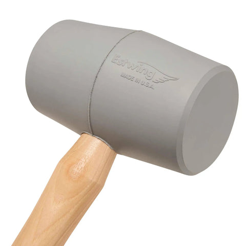 Deadhead Rubber Mallet With Bounce Resistant Head And Hickory Wood Handle 12 Oz No Mar Hammer DH 12N Grey close-up view