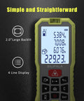 165ft Digital Laser Distance Meter With Dual Bubble Levels And Backlit 2 Inch LCD, High Precision Measuring Tool For Area, Volume And Pythagoras, Quiet Mute Mode, Battery Included, No-Fuss Readouts For Quick Layouts, front view