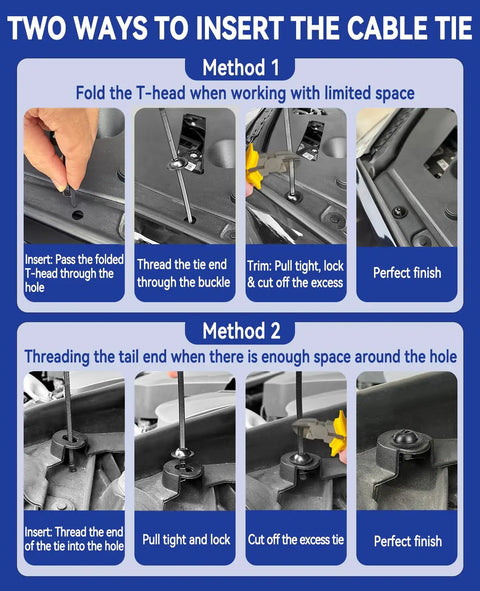 Step-by-step guide to using 150 Millimeter Long Nylon Zip Ties Kit, 100 PCS Tough As Nails Heavy Duty Cable Ties With Vertical T Head And Umbrella Button
