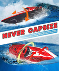 Mini RC Boat For Kids 8 To 12 Years Old 2.4GHz Remote With 360 Degree Spin Built In Rechargeable Battery Water Toy For Pool Bathtub Or Beach Easy To Operate And Portable Red Gift showing self-righting feature