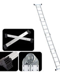 15.5 Feet Aluminum Folding Ladder 7 In 1 Multi Position Workhorse With Secure Click And Lock System Six Joints Converts To Scaffold Leaning Ladder And Stepladder EN131 Standard 330 Lb Capacity For Home And Jobsite, extended ladder with locking joints