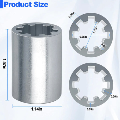 Screw Drive Coupler for Garage Door Opener Systems, Aluminum Sprocket Replacement showing product dimensions