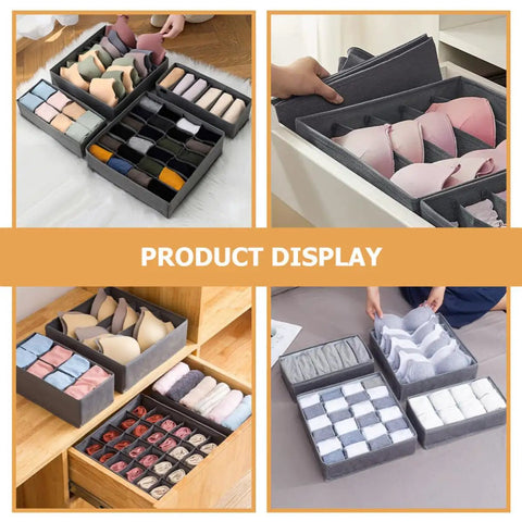 4 Piece Foldable Fabric Drawer Organizer Set For Socks And Underwear Storage Using A Nifty Layout To Keep Your Closet Clean Maximize Dresser Space While Delivering Zero Extra Stress Overall in various drawer displays.
