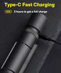 Rechargeable Magnetic LED Flashlight 1000 Lumens with Type-C charging on slate surface