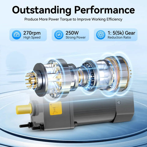 250W Gear Motor With 1 To 5 Reduction 110V Single Phase 270 RPM Adjustable Speed Controller exploded view