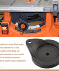 Close-up of Ryobi and Ridgid R4513 table saw with replacement hand wheel showing Table Saw Hand Wheel Replacement 089290001054 Fits Ryobi And Ridgid R4513 Models Built Tough With Smooth Grip For Pinpoint Calibration And Easy No Fuss Adjustments