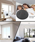 Slim Window Vibration Alarm Kit 5 Pack With 125dB Glass Break Sensor installed on windows and peaceful family sleeping.