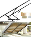Super Heavy Duty Hydraulic Bed Lift Mechanism 4.6 Ft Gas Spring Platform parts, black steel frame and gas springs for mattress storage.