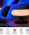 Bedside Lamp With Wireless Charger And Bluetooth Speaker For Bedroom RGB Dimmable Nightstand Light On Wooden Table