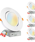 4 Pack 6 Inch Gimbal Recessed LED Downlights With 8 Inch Trim, Air Tight IC Rated Dimmable 5CCT shown in various angles