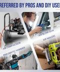 DIY and professional use of compressors and tools with Two Way Air Hose Splitter For Compressors One Quarter NPT Quick Connect Fittings Steel Coupler With 360 Degree Swivel Lightweight Yet Strong Air Line Manifold Corrosion Resistant DIY Friendly Heavy Duty Compressor Accessory