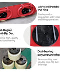 Powerful Heavy Duty Electric Machine Skates With Wireless Remote Control For Moving Massive Gear Loads Up To 25 Tons In Factories And Warehouses, showcasing alloy steel pull ring and polyurethane wheels.