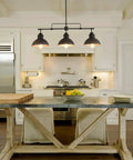 Industrial Pendant Light For Kitchen Island And Dining Room Black Chandelier In Brushed Antique Dark Metal Finish Linear Fixture
