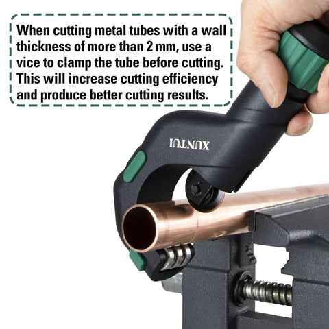 Heavy Duty Multi Material Pipe Cutter Tool Set For Copper Brass Aluminum And Stainless Steel 0.1875 Inch To 2 Inch Outer Diameter With Deburring Tools And Extra Blades By XUNTUI For HVAC And Plumbing Tubing cutting copper pipe