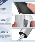 Installation guide for All Weather Self Adhesive Pipe Insulation Tubes 36 Inch Long Outdoor Foam Water Pipe Insulation Kit with Heat Reflective Aluminum Layer Flame Resistant Weatherproof Freeze Protection For Exterior Piping 10 Pieces, showing step-by-step application instructions.