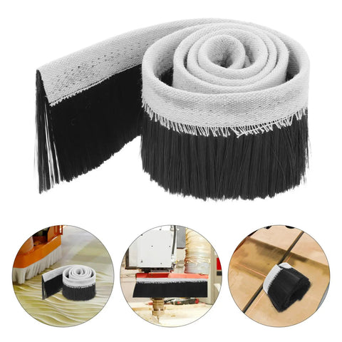 Heavy Duty Cnc Router Shoe Brush Strip And Engraving Spindle Motor Dust Guard With Quick Snap Fit For Blazing Woodchip Removal and Flawless Shop Cleanup On Benchtop Gear rolled up for easy storage.