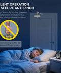 Heavy Duty Automatic Door Closer with Spring Hydraulic Action installed, demonstrating silent operation and safety features in bedroom.