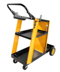 Heavy Duty Rolling Welding Cart With Wheels For Welder And Plasma Cutter, Pro Grade Multi Function Gas Bottle Stand, yellow frame