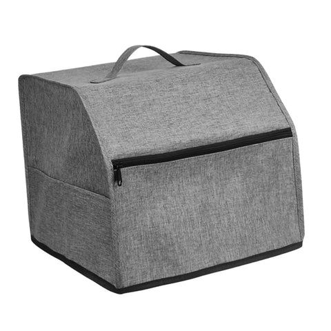 Oxford Cloth Sewing Machine Dust Cover With Accessories Pouch For Serger And Overlock Machines, grey side view with handle