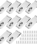 Front view of 10-pack stainless steel padlock hasp latches with mounting screws