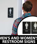 ADA Compliant Restroom Door Signs For Offices, Businesses, And Restaurants, Mens And Womens Bathroom Signs In Black, Durable Plastic